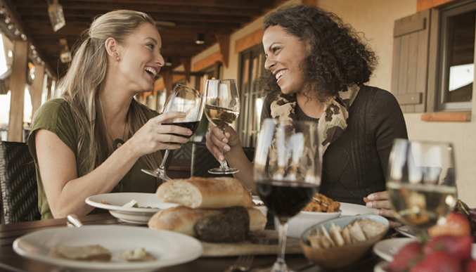 two women having dinner