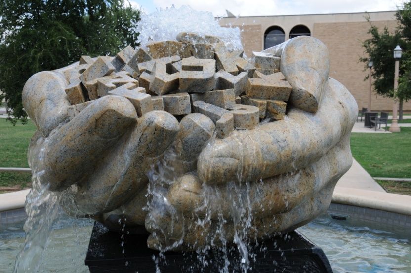 fountain of knowledge headwaters at Texas Tech - image-pinterest
