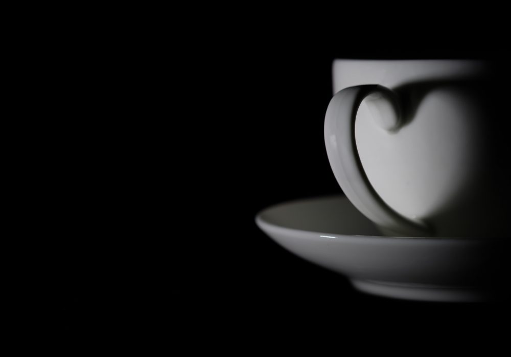 black and white coffee mug